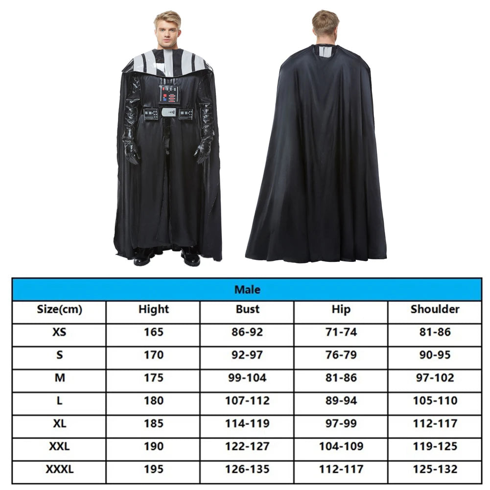 Halloween Darth Cos Vader Cosplay Costume Jumpsuit Vest Cloak Black Uniform Movie Battle Space Adult Men Carnival Disguise Suit