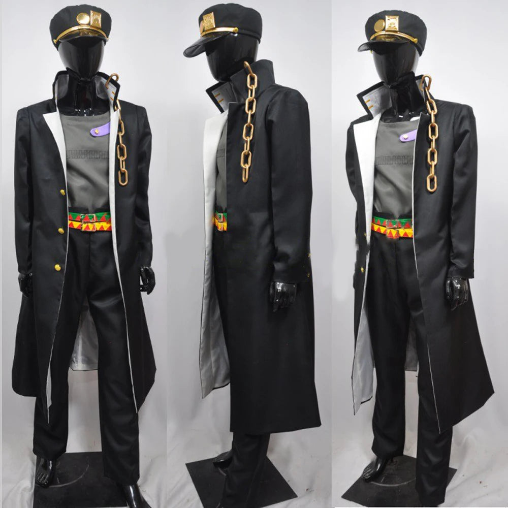 IN STOCK Part 3 Stardust Crusaders Kujo Jotaro Kujo Black Outfit Uniform Anime Cosplay Costume Halloween Theme Party