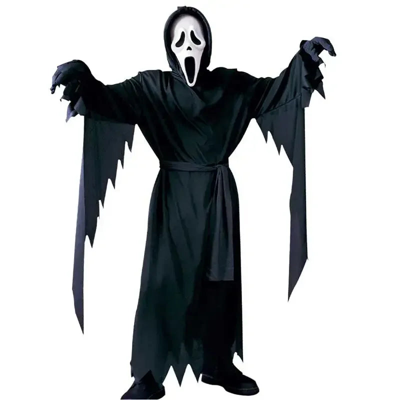 Kids Scream Costume Children Fancy Dress Halloween Party Horror Death Ghostface Costume Boys Teens