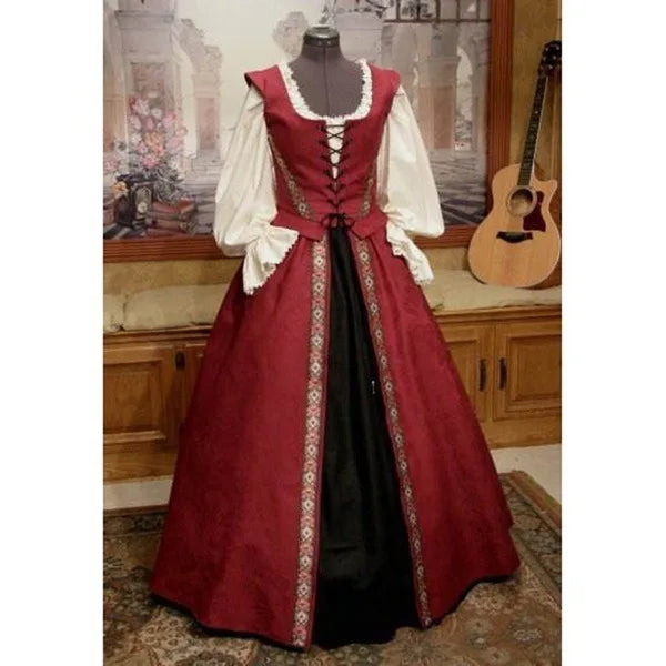 Women Halloween Costume Wicca Witch Medieval Dress Adult Plus Size Scary Cosplay Gothic New 2 Pcs Set Costumes for Women