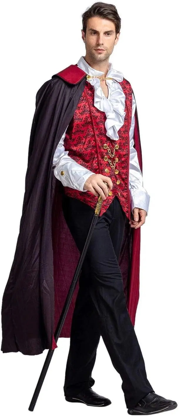 Halloween Men‘s Vampire Costume ,Halloween Men's Vampire Cape, Dracula Costume Men