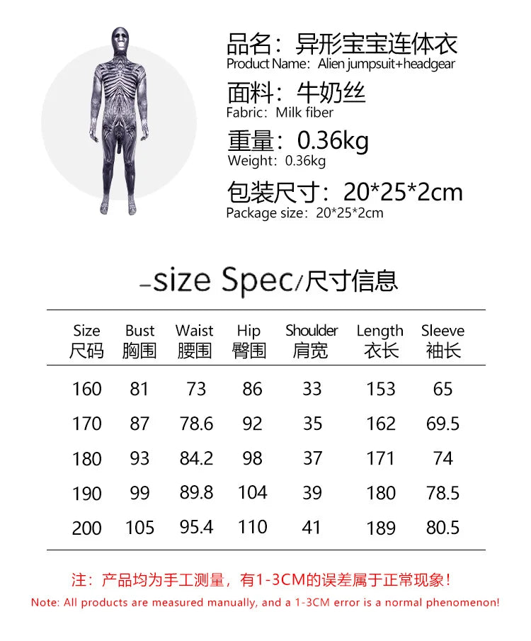 Alien Romulus Xenomorph Costume Adult Kids Horror Cos Jumpsuit Mask Tentacles Cosplay Disfraz Fear Halloween Costume Scary Suit
