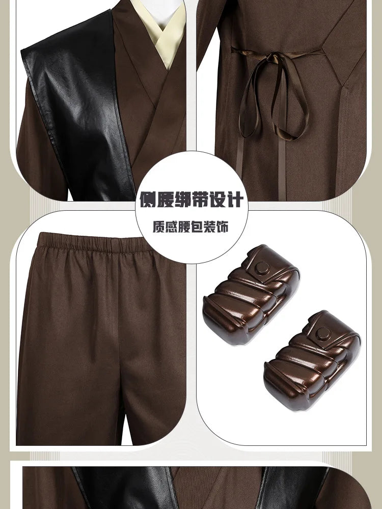 Anakin Cosplay Jedi Costume Disfraz Skywalker Vader Darth Jedi Top Pants Cloak Belt Halloween Carnival Party Outfits Men