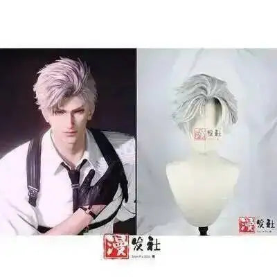 Styled Sylus wig Love And Deepspace Relentless Conqueror Cosplay Customized Men Synthetic Wig Grey Onychinus Halloween Party
