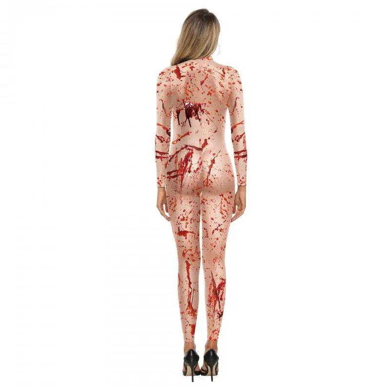 Color Cosplayer Zombie Jumpsuits Women Halloween Party Cosplay Costumes Gothic Ghastly Performance Catsuits Role Playing Costume