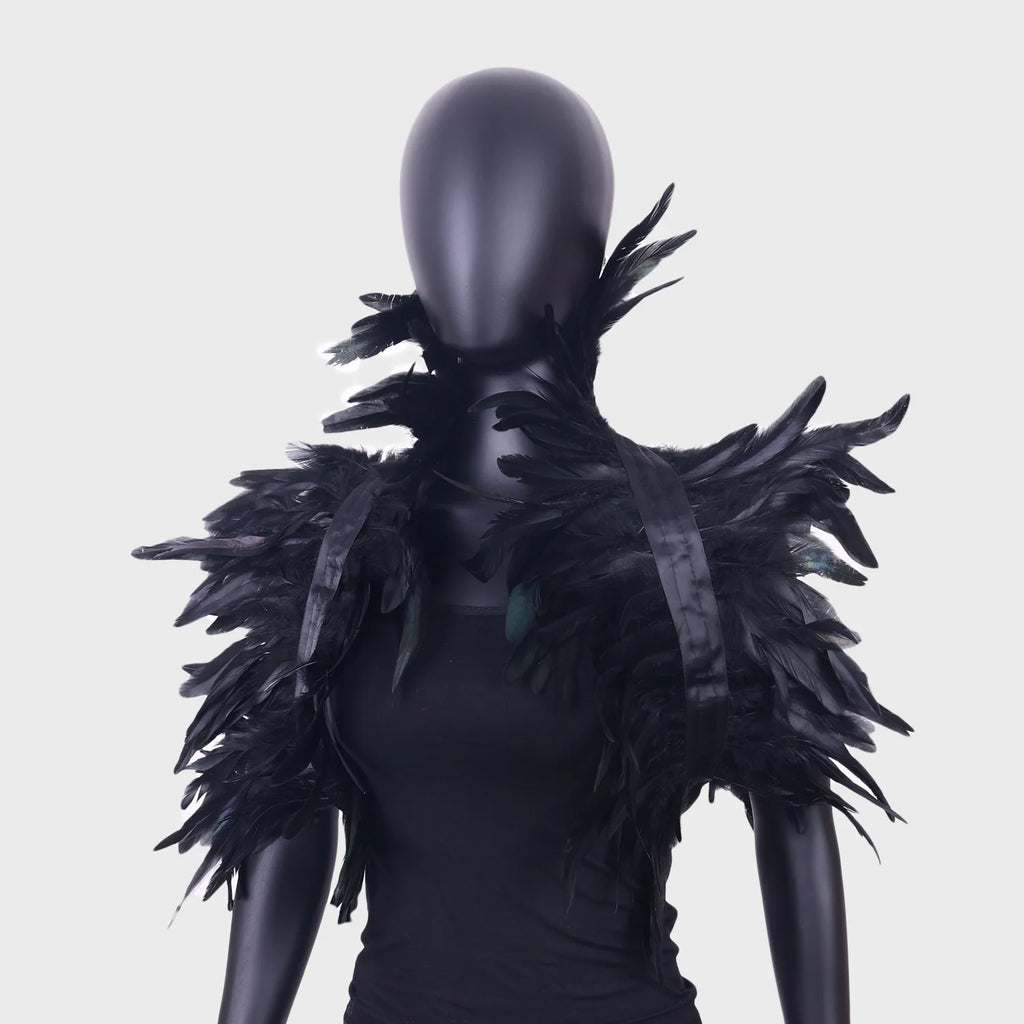 Gothic Feather Shawl Halloween Party Prom Performance Chicken Feather Accessory Cape Cloak Cosplay Costumes Poncho for Women Men