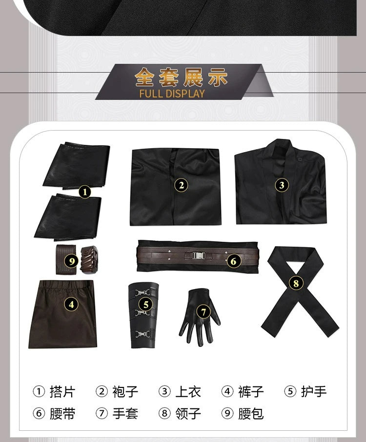 Anakin Cosplay Jedi Costume Disfraz Skywalker Vader Darth Jedi Top Pants Cloak Belt Halloween Carnival Party Outfits Men