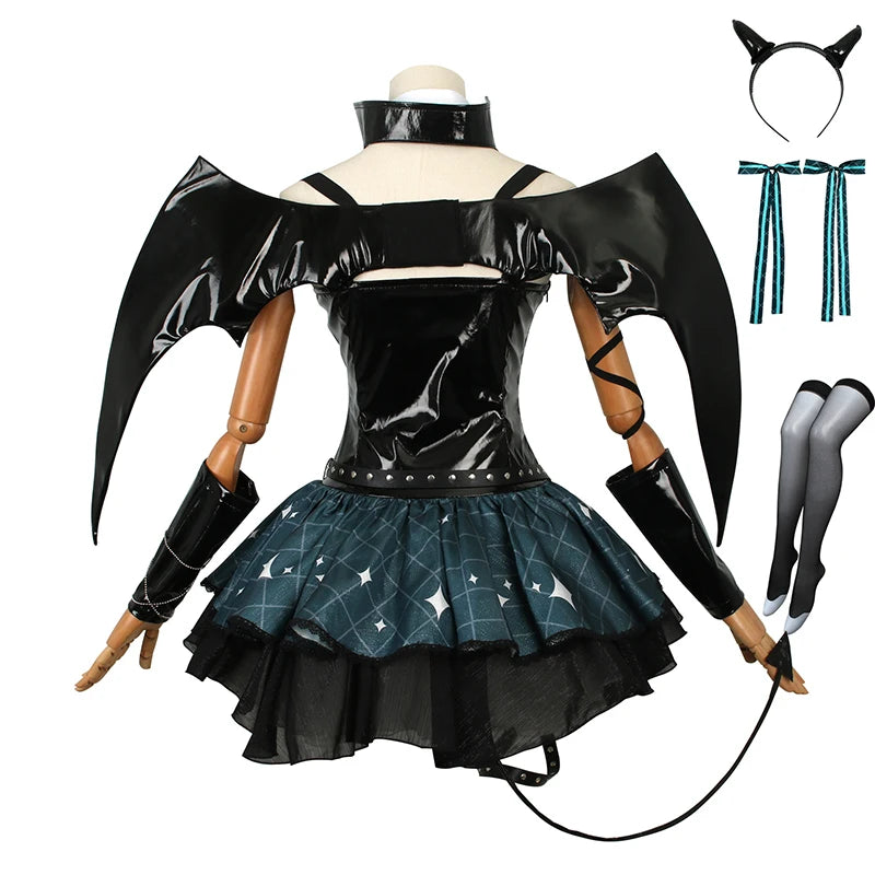 Anime Devil Hatsune Cosplay Costumes Game Demon Miku Dress Wig Wings Horns Tail Suit Carnival Party Outfits Women Sexy Uniform