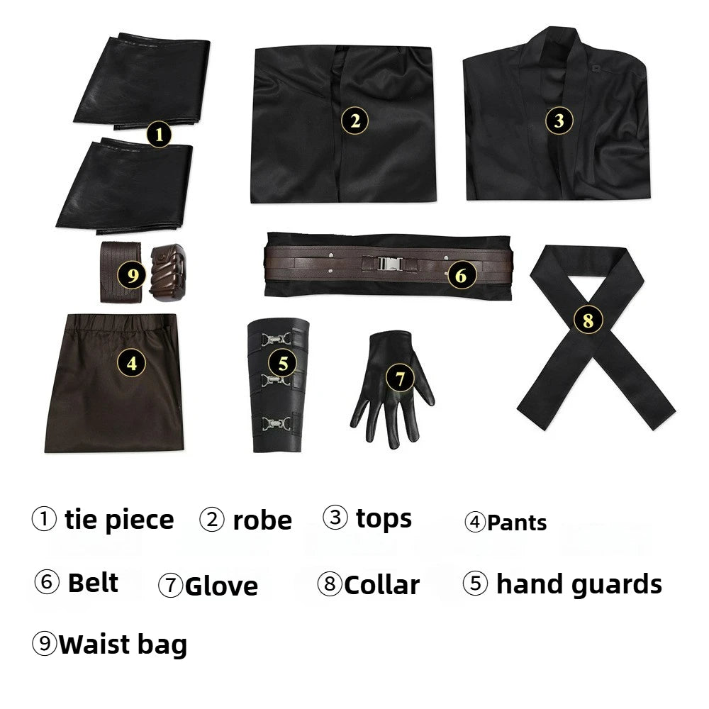 Anakin Cosplay Jedi Costume Disfraz Skywalker Vader Darth Jedi Top Pants Cloak Belt Halloween Carnival Party Outfits Men