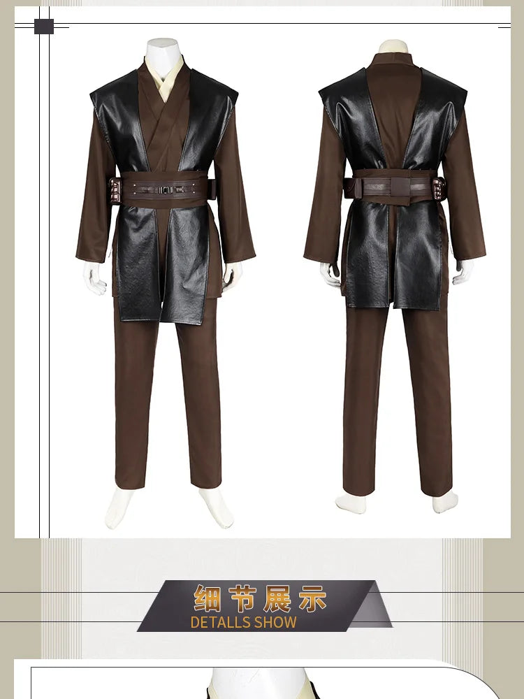 Anakin Cosplay Jedi Costume Disfraz Skywalker Vader Darth Jedi Top Pants Cloak Belt Halloween Carnival Party Outfits Men
