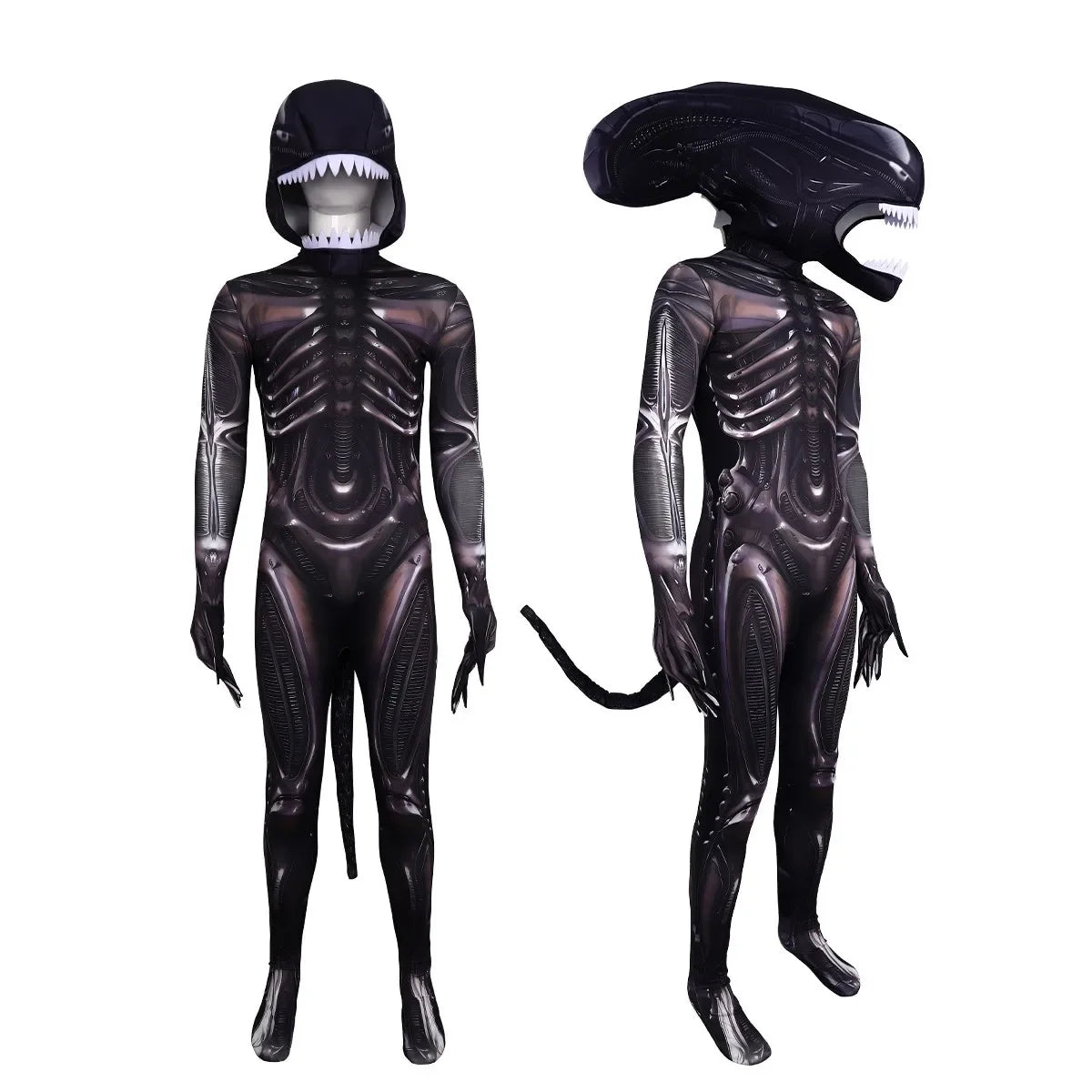 Alien Romulus Xenomorph Costume Adult Kids Horror Cos Jumpsuit Mask Tentacles Cosplay Disfraz Fear Halloween Costume Scary Suit
