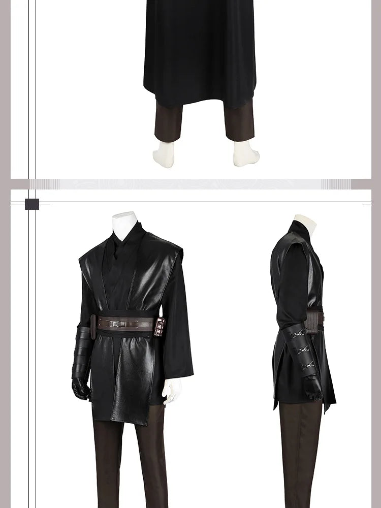 Anakin Cosplay Jedi Costume Disfraz Skywalker Vader Darth Jedi Top Pants Cloak Belt Halloween Carnival Party Outfits Men