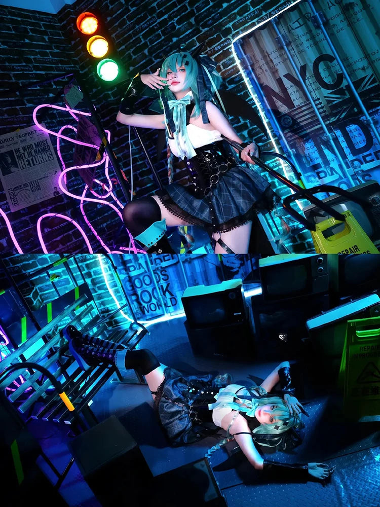 Anime Devil Hatsune Cosplay Costumes Game Demon Miku Dress Wig Wings Horns Tail Suit Carnival Party Outfits Women Sexy Uniform
