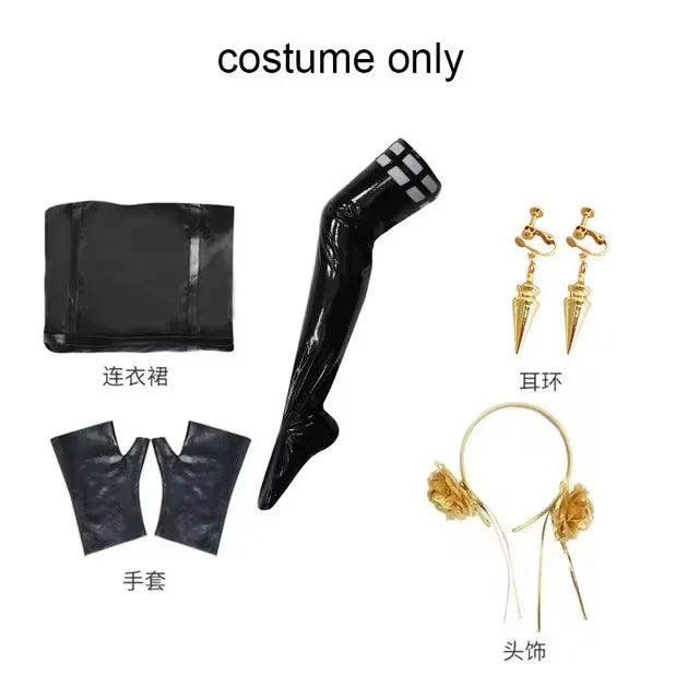Anime Yor Forger Cosplay costume Headband Earrings Leather Stocking Wig dress full set for Halloween Carnival Party Comic Con
