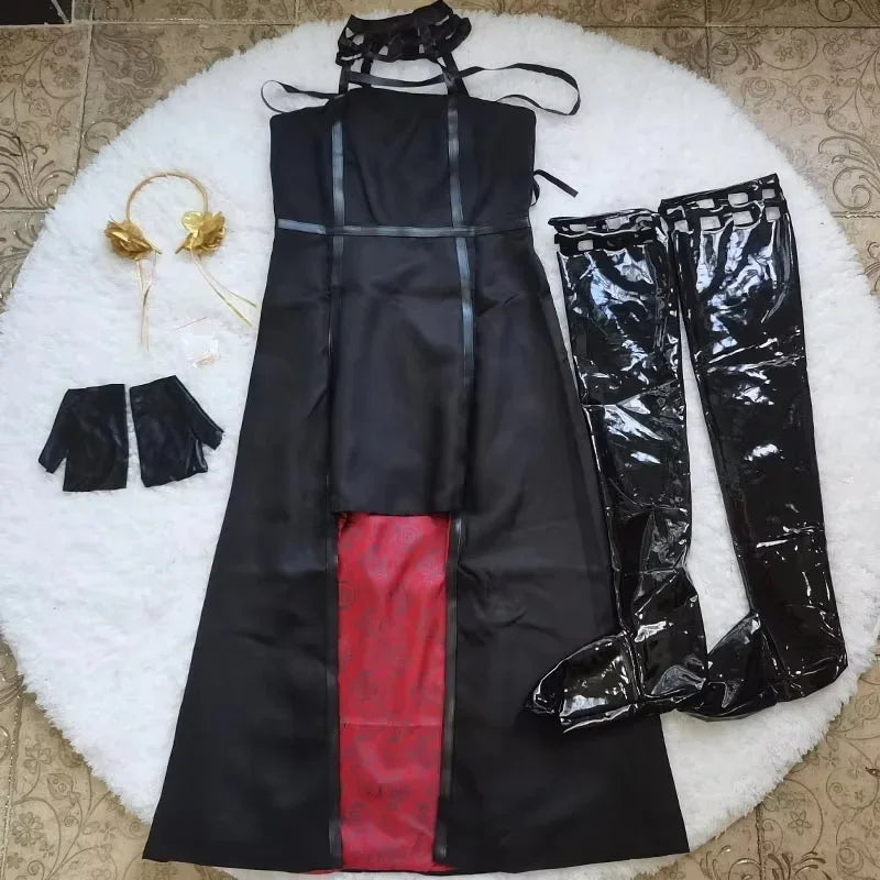 Anime Yor Forger Cosplay costume Headband Earrings Leather Stocking Wig dress full set for Halloween Carnival Party Comic Con