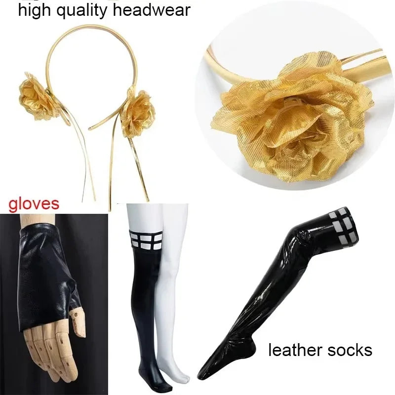 Anime Yor Forger Cosplay costume Headband Earrings Leather Stocking Wig dress full set for Halloween Carnival Party Comic Con