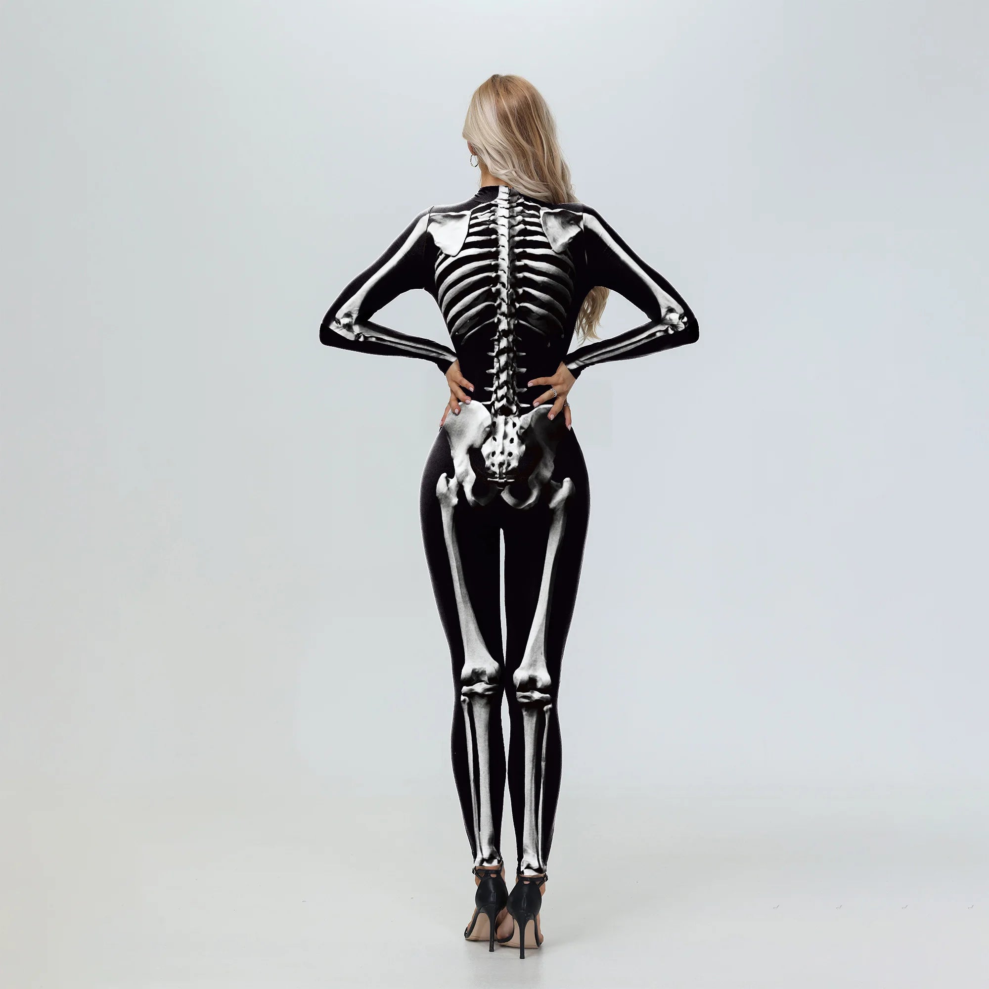 [You're My Secret] Cosplay Zombie Scary Skeleton Printed Bodysuit Halloween Party CostumeWomen Zenti Jumpsuit Day of the Dead