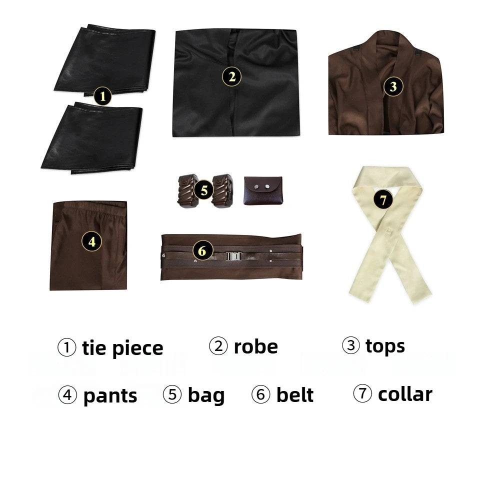 Anakin Cosplay Jedi Costume Disfraz Skywalker Vader Darth Jedi Top Pants Cloak Belt Halloween Carnival Party Outfits Men