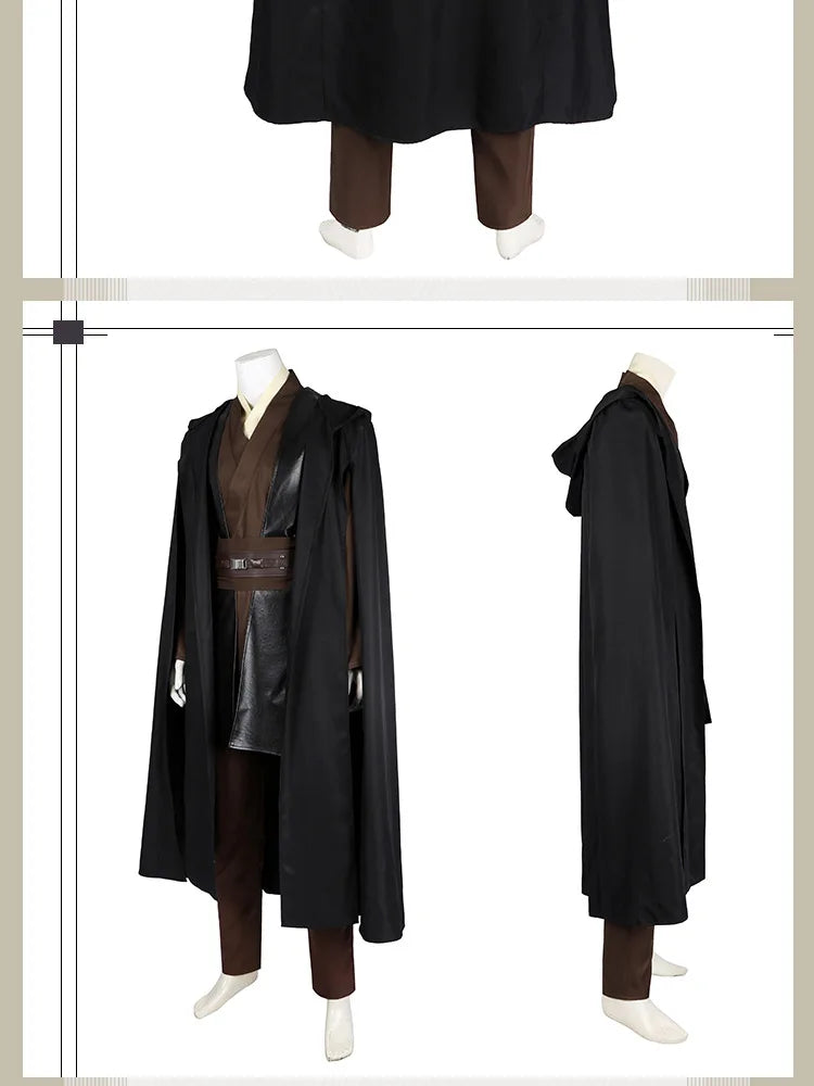 Anakin Cosplay Jedi Costume Disfraz Skywalker Vader Darth Jedi Top Pants Cloak Belt Halloween Carnival Party Outfits Men