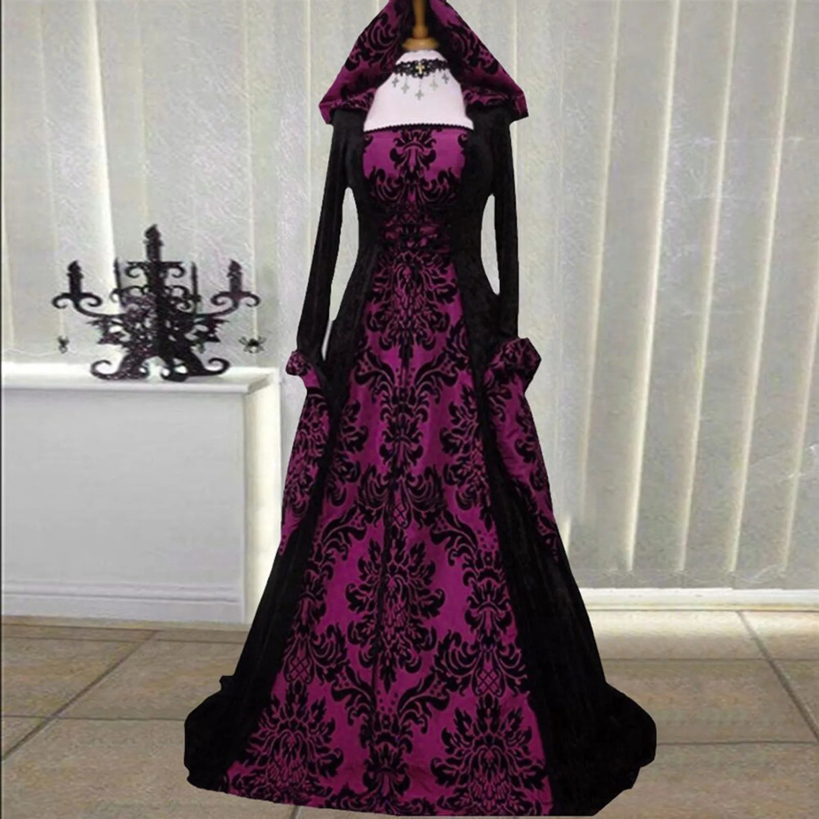 Costume Wicca Witch Medieval Dress Women Adult Plus Size Scary Cosplay Gothic New Wizard Halloween Costumes For Women