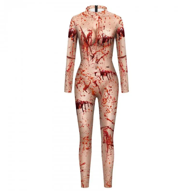 Color Cosplayer Zombie Jumpsuits Women Halloween Party Cosplay Costumes Gothic Ghastly Performance Catsuits Role Playing Costume