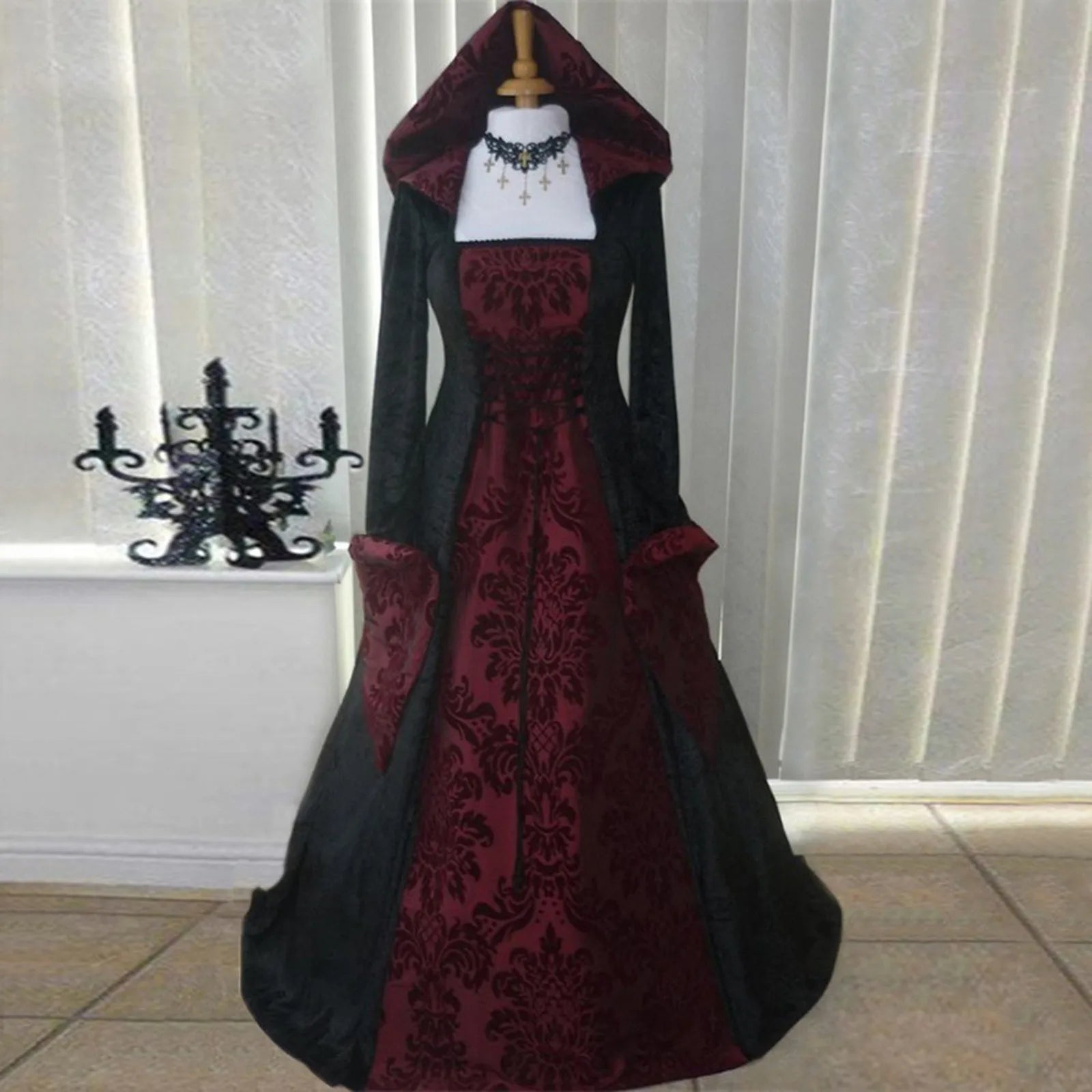 Costume Wicca Witch Medieval Dress Women Adult Plus Size Scary Cosplay Gothic New Wizard Halloween Costumes For Women