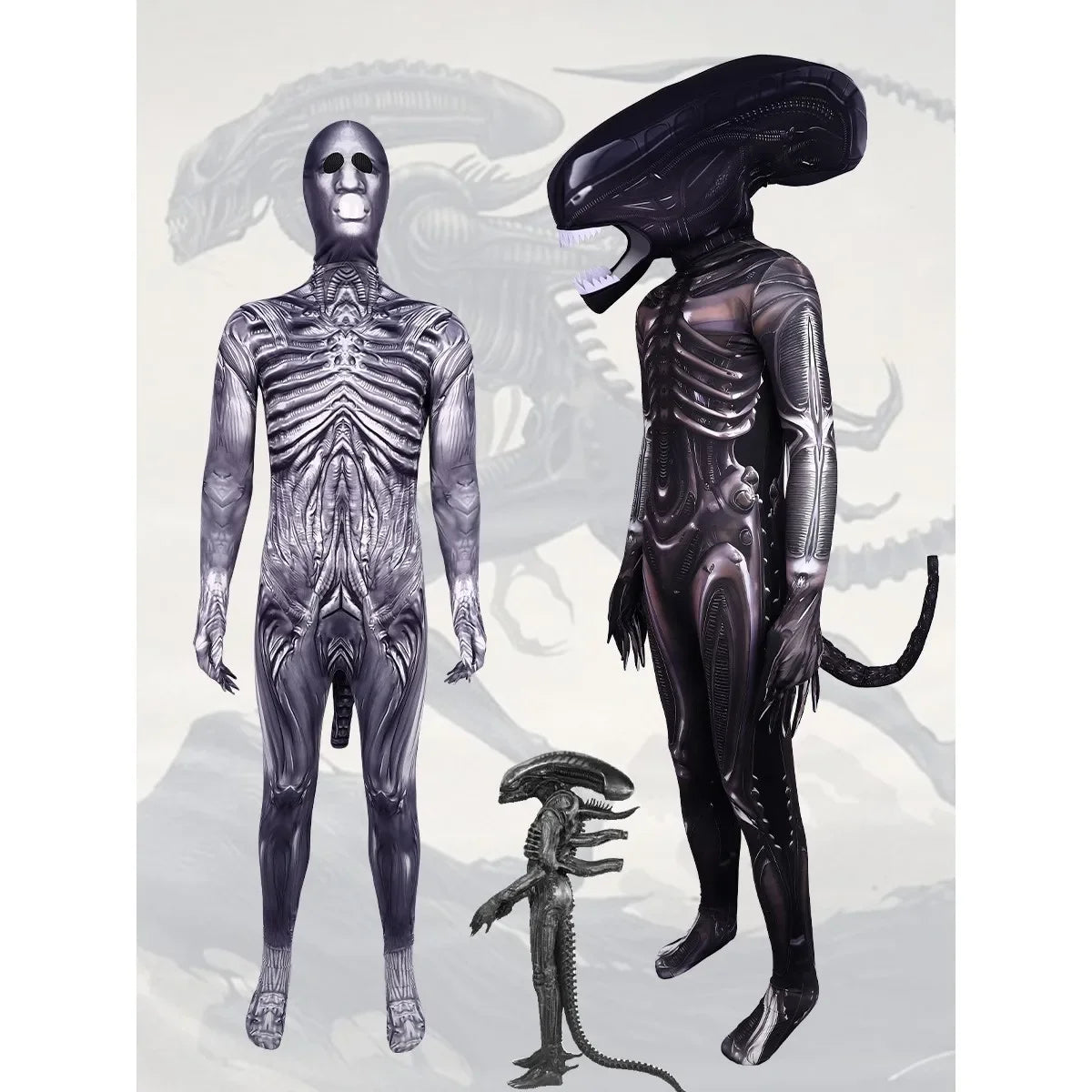 Alien Romulus Xenomorph Costume Adult Kids Horror Cos Jumpsuit Mask Tentacles Cosplay Disfraz Fear Halloween Costume Scary Suit